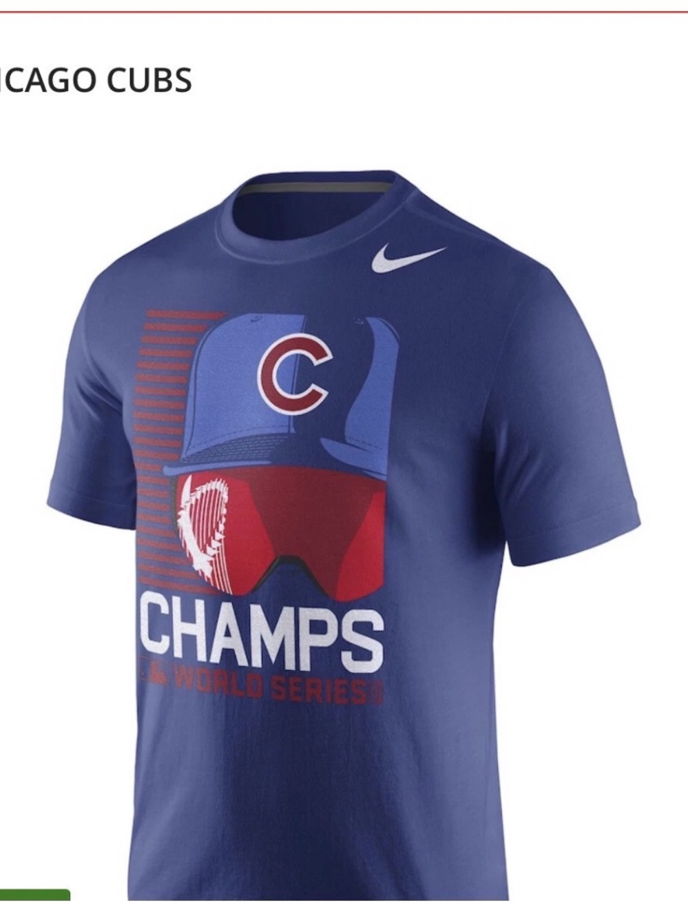 Chicago Cubs World Series 2016 Men Medium Nike New Tags T-Shirt Blue MLB Goggles
